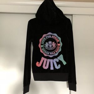 Juicy couture zip up hoodie, black size: x-small.